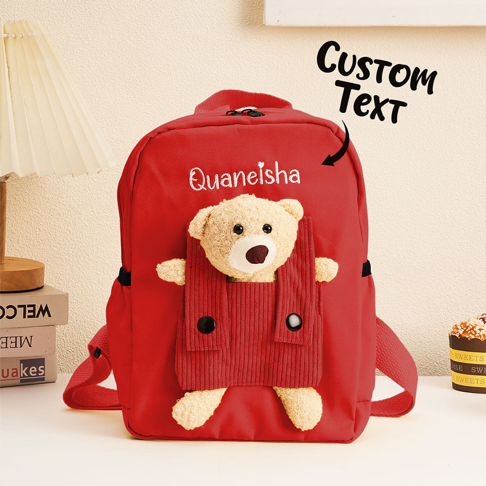 Personalized Name Embroidery Backpack Custom Bear Backpack School Bags Gift for Kids