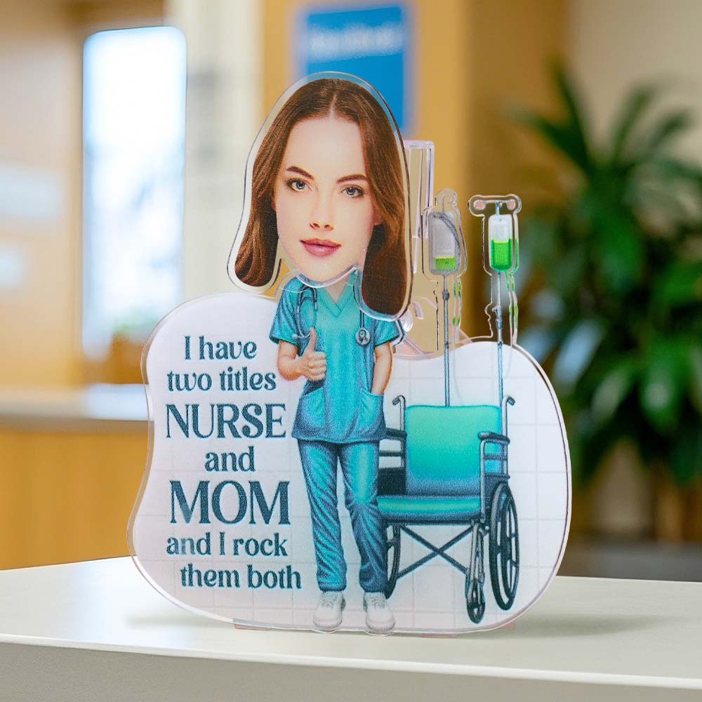 Personalized Face Nurse and Mom Shaking Head Standee Gift for Mom