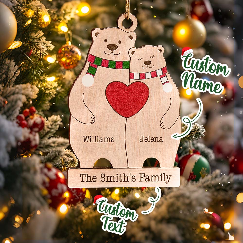 Personalized Family Wooden Bears Ornament Christmas Gift for Family