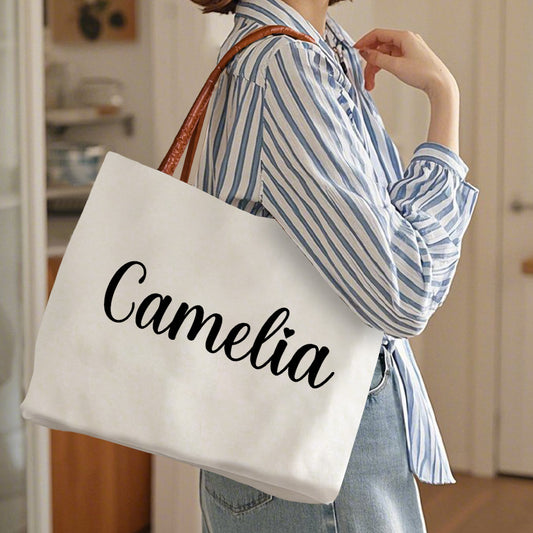 Personalized Name Canvas Tote Bag with Magnetic Buckle Tote Bag Gift for Her