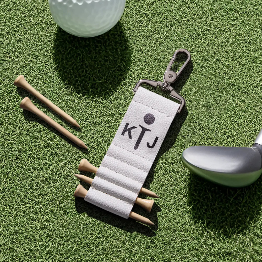 Personalized Golf Bag Tag Tee Holder with 5 Tees Golf Accessory Gift for Golf Lover