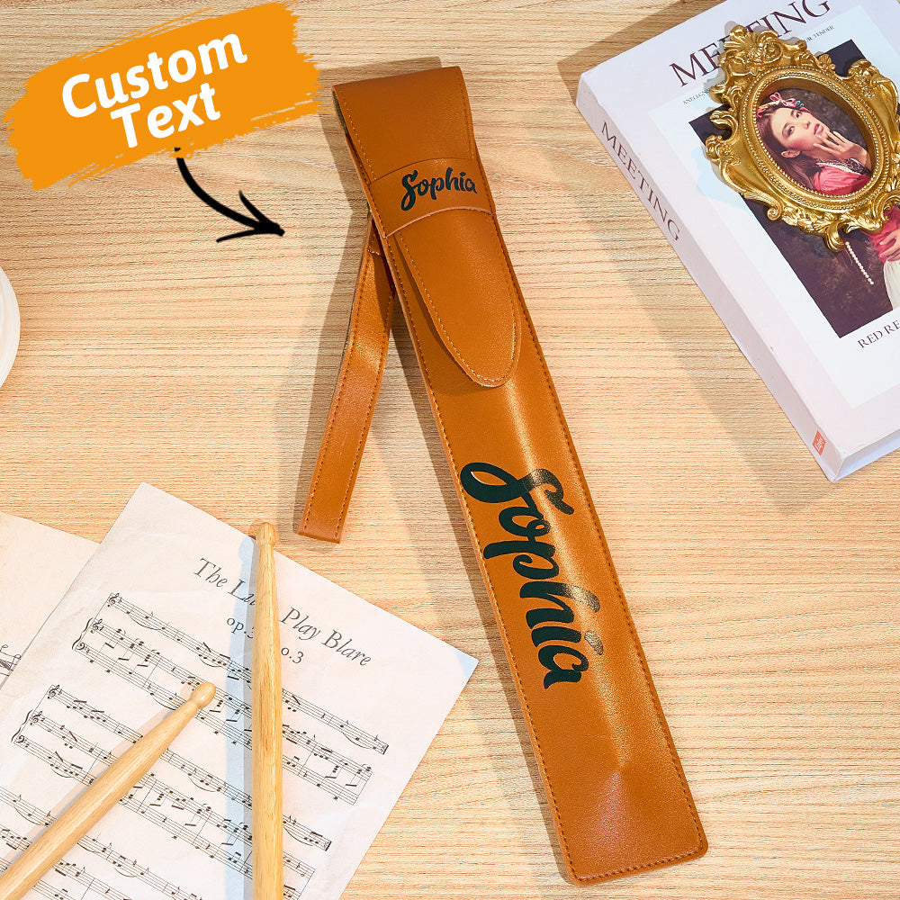 Personalized  PU Leather Drumstick Bag with Name and Detachable Wrist Strap Drum Accessory Gift for Drummer