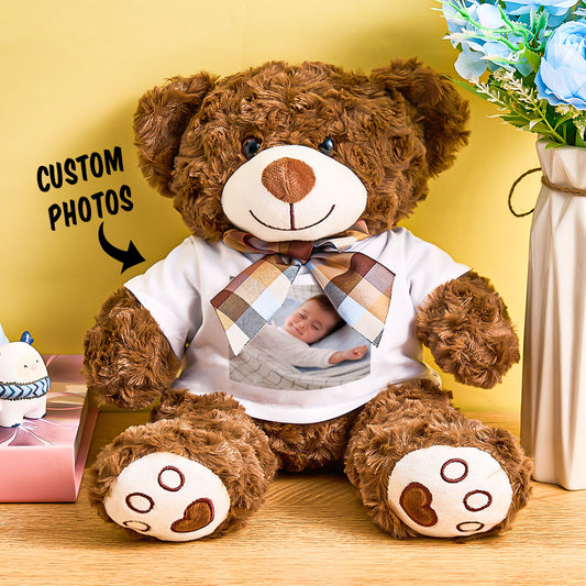 Personalized Bear Plush Stuffed Toy with Photo Gift for Kids