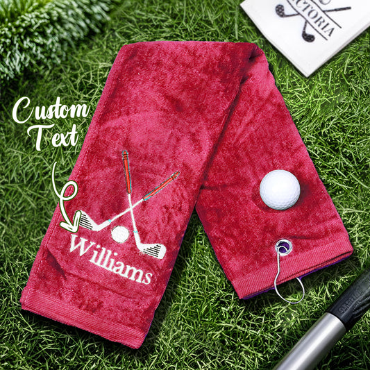 Personalized Embroidered Name Golf Towel with Clip Golf Accessories Gift for Men Women Golf Lovers