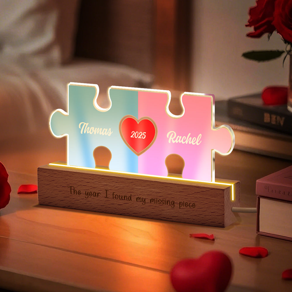 Personalized Couple Name Puzzle LED Night Light Gifts for Lover