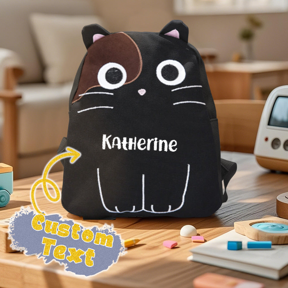 Personalized Name Embroidery Backpack Custom Cat Backpack School Bags Gift for Kids