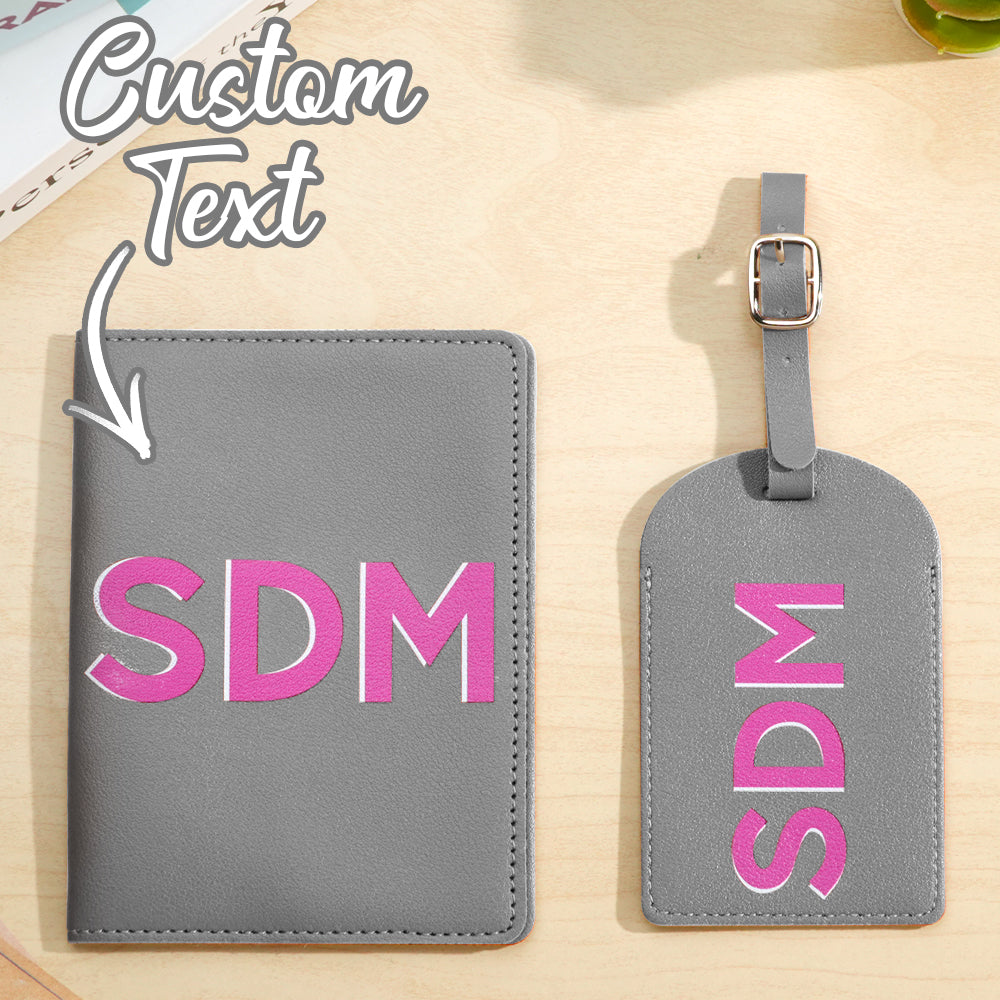 Personalized Shadow Monogram Passport Holder Luggage Tag Set Bridal Party Gift Travel Accessories