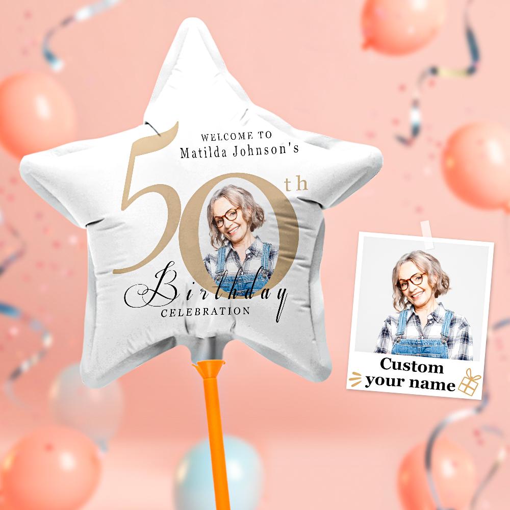 Custom 50th Birthday Balloons with Photo for Birthday Party Decoration