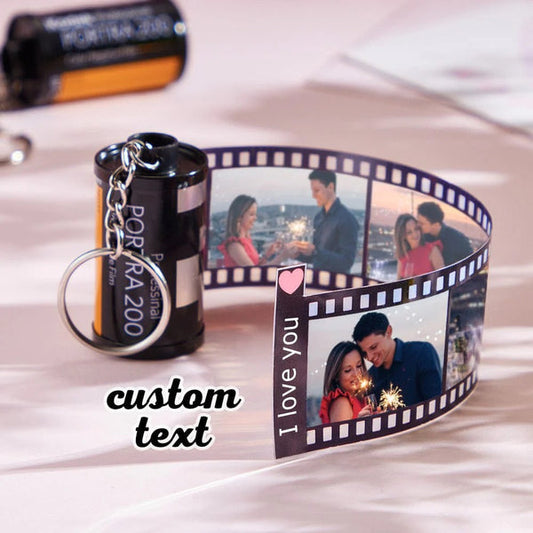 Custom Picture Roll Keychain Photo Keychain With Text Valentine's Gifts For Couple