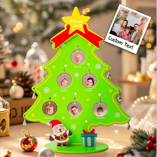 Personalized Photo Christmas Tree Ornament with Family Name Decoration for Christmas Gift