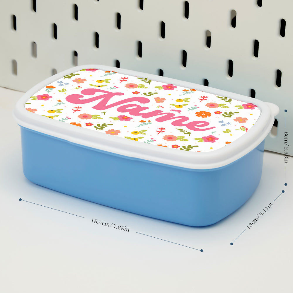 Personalized Cute Lunch Box with Name Colourful Flowers Lunch Box Birthday Gift for Kids