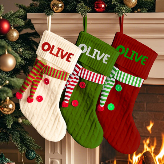 Personalized Christmas Scarve Stocking with Name Embroidery Christmas Stockings Gift for Family