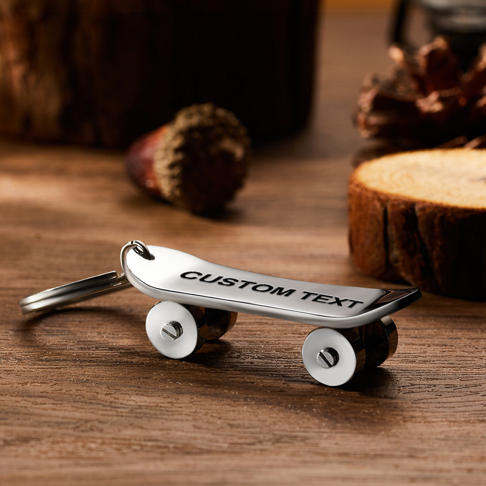 Personalized Skateboard Keychain - Custom Engraved Keyrings for Skateboard Lovers