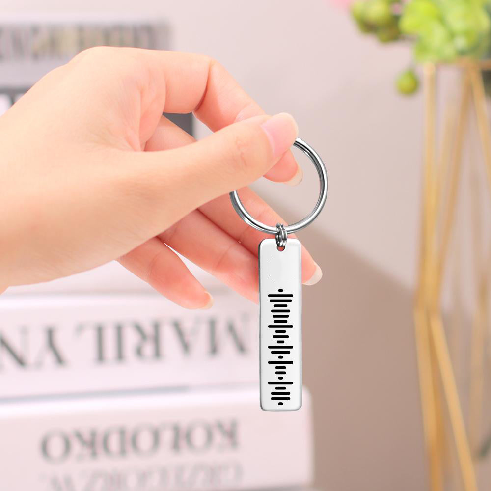 Double Sided Engraved Stainless Steel Scan Code Music Song Keychain