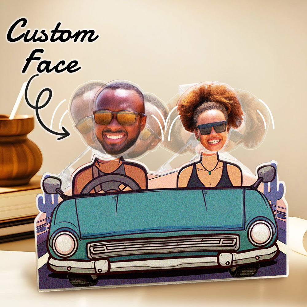 Personalized Face Couple In Car Shaking Head Standee Gift for Couple