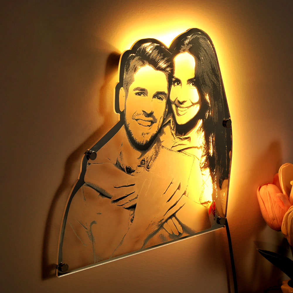 Personalized Portrait Mirror Light Wall Decor Gift