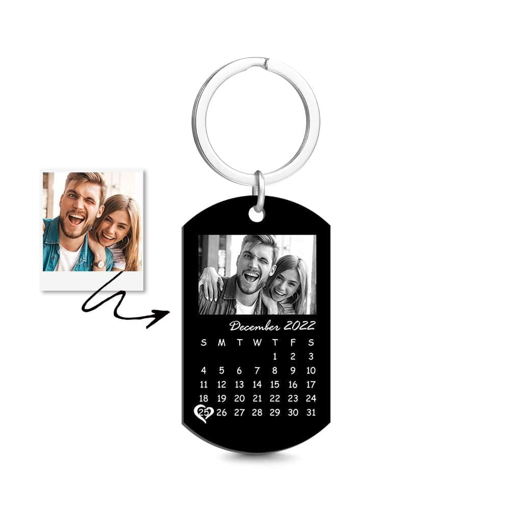 Weeding Gifts Custom Black Filter Photo Calendar Keychain Unique Design Gift For Loved Ones On Anniversary