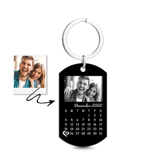 Weeding Gifts Custom Black Filter Photo Calendar Keychain Unique Design Gift For Loved Ones On Anniversary