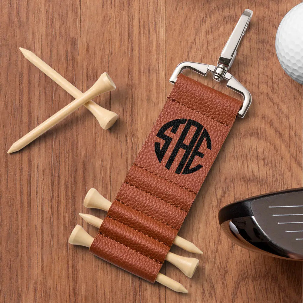 Personalized Monogram Golf Bag Tag Tee Holder with 5 Tees Golf Accessory Gift for Him