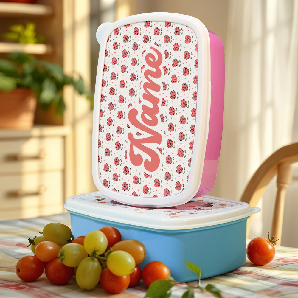 Personalized Name Lunch Box Cute Flowers Print Lunch Box Birthday Gift for Kids