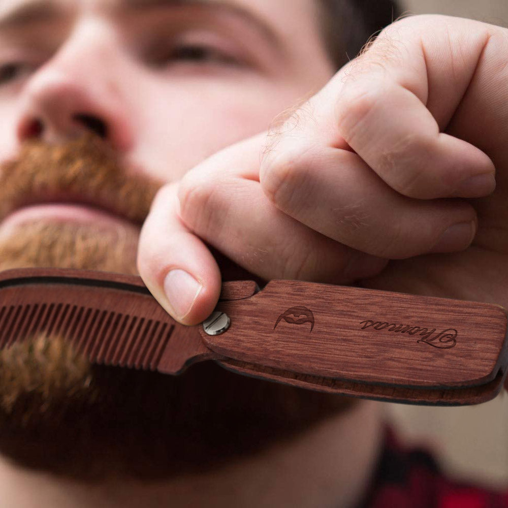 Personalized Wooden Beard Comb with Text