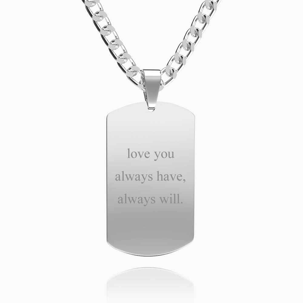 Father's Gifts Personalized Mens Dog Tag Engraved Photo Necklace