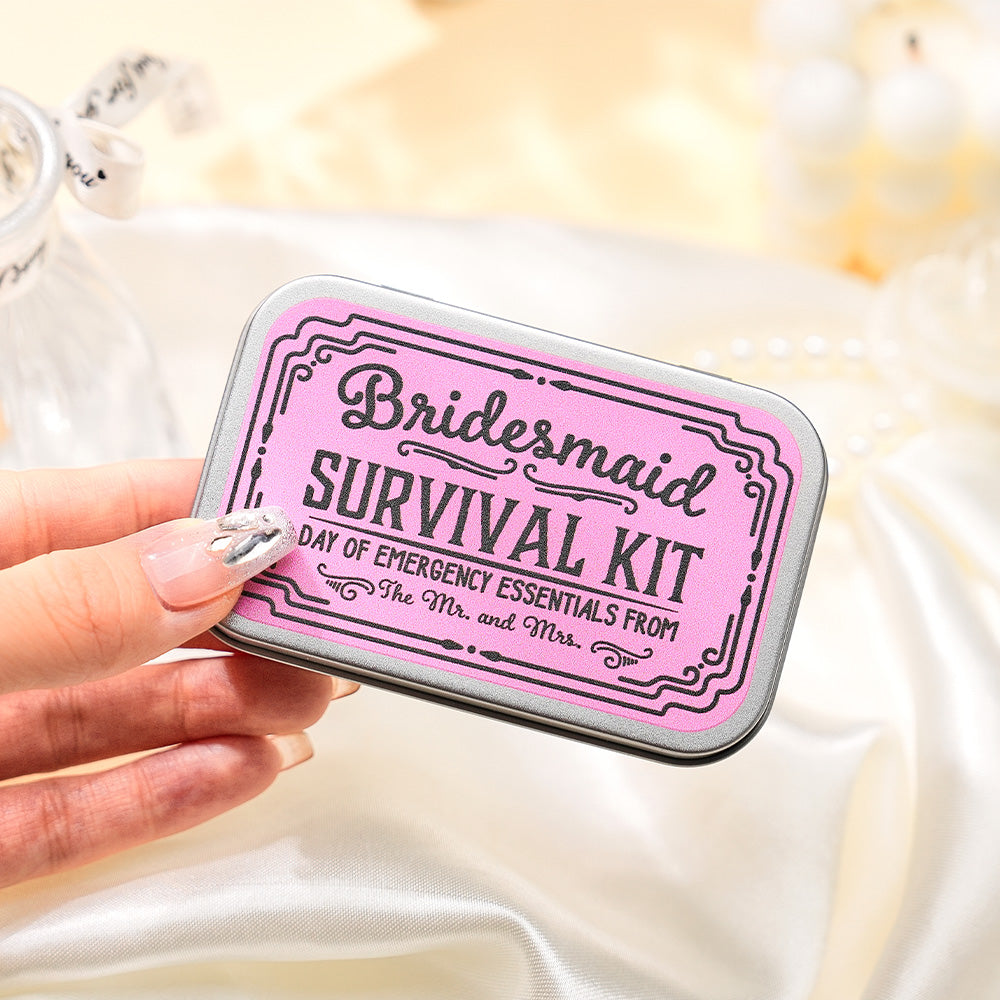 Personalized Survival Kit Box Tin with Text Wedding Party Favor Gift for Bridesmaids