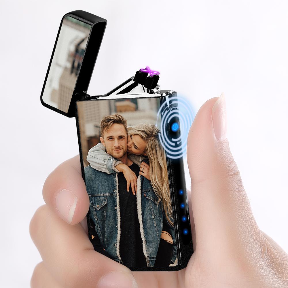 Personalized Color Photo Lighters Black Scrub Rechargeable Electric Lighter