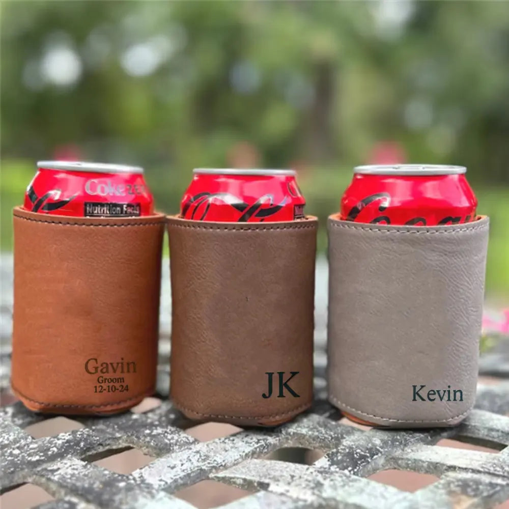 Personalized Groomsmen Can Cooler Holder Engraved Can Cooler Groomsman Gift Ideas