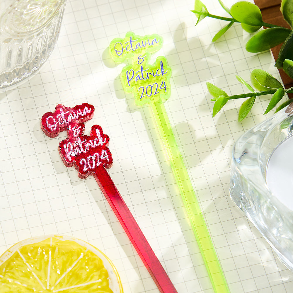 Personalized Stirring Stick with Text Acrylic Drink Cocktail Tag Wedding Birthday Party Essentials