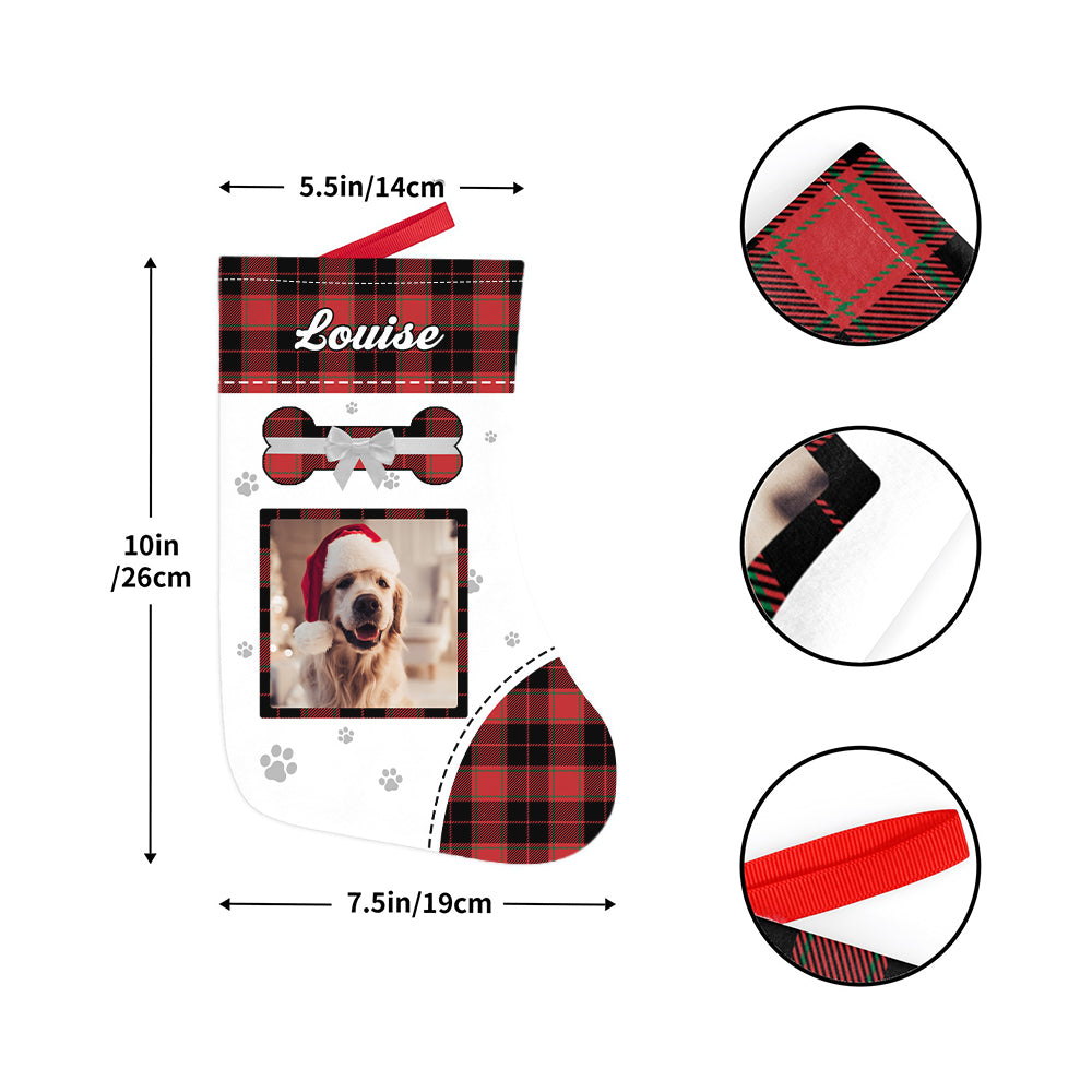 Personalized Christmas Stocking with Photo and Text Gift for Pets