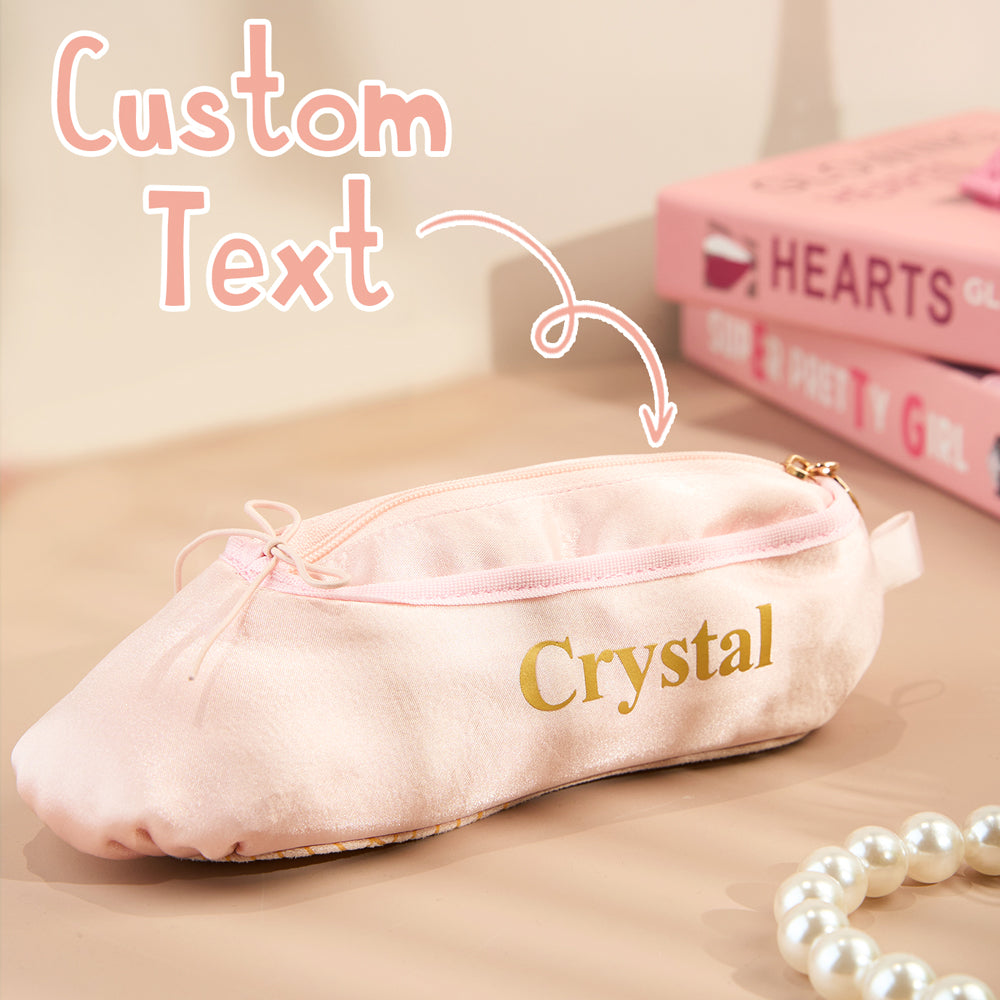 Personalized Ballet Shoe Makeup Bag Pink Cosmetic Bag Gift for Ballet Lovers