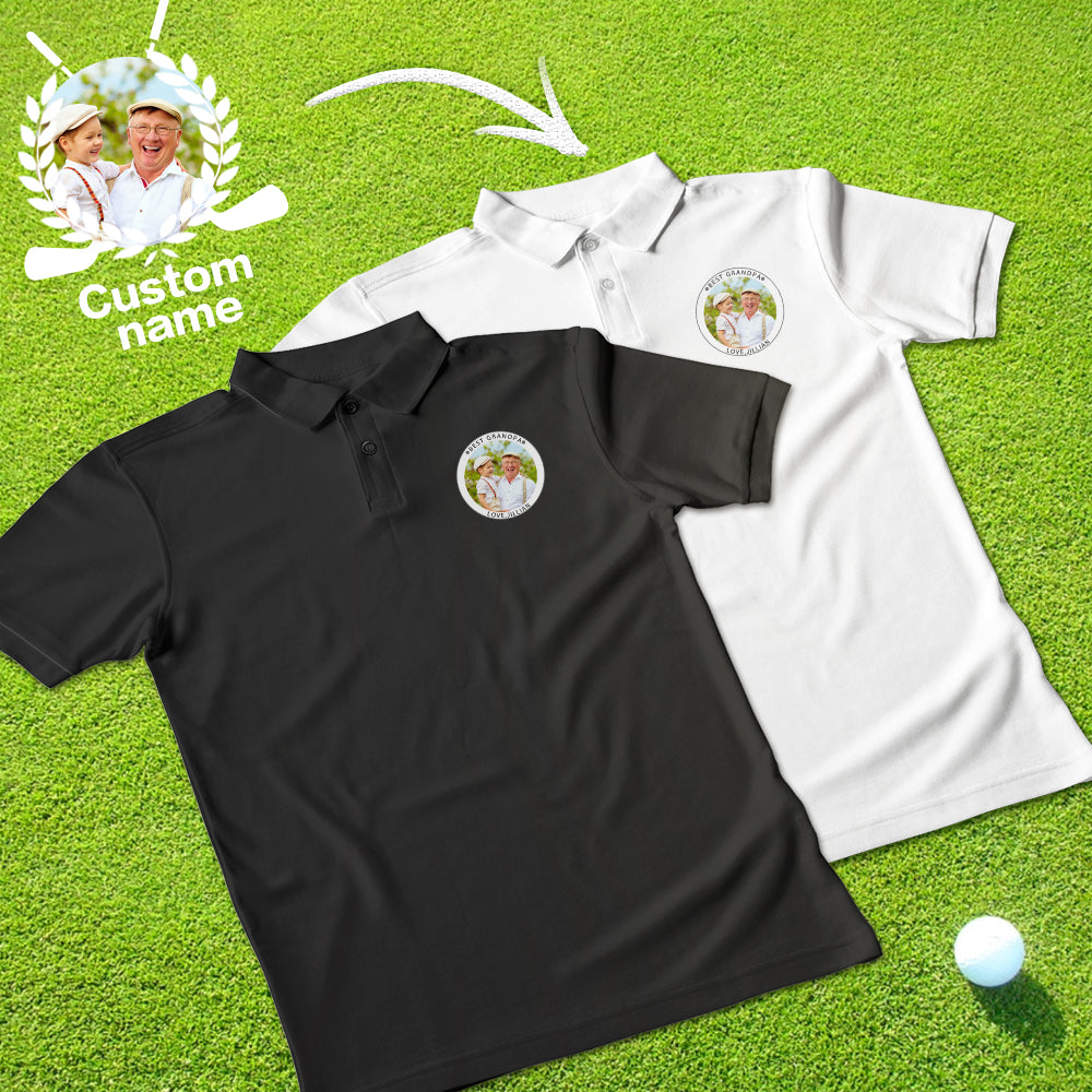 Personalized Men's Golf Polo Shirt with Name and Photo