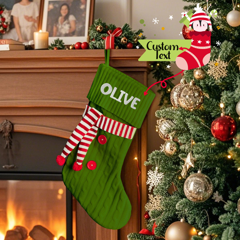 Personalized Christmas Scarve Stocking with Name Embroidery Christmas Stockings Gift for Family