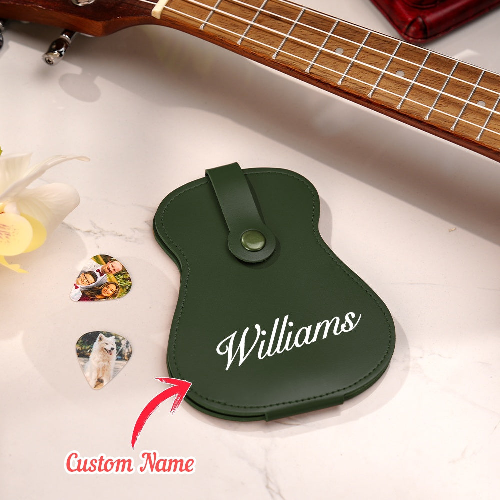 Personalized PU Leather Guitar Picks Bag with Name Guitar Picks Storage Case Birthday Gift for Guitar Lovers