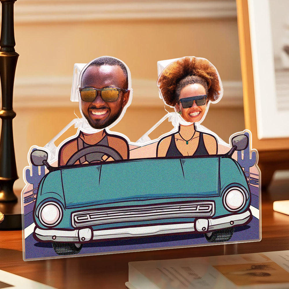 Personalized Face Couple In Car Shaking Head Standee Gift for Couple