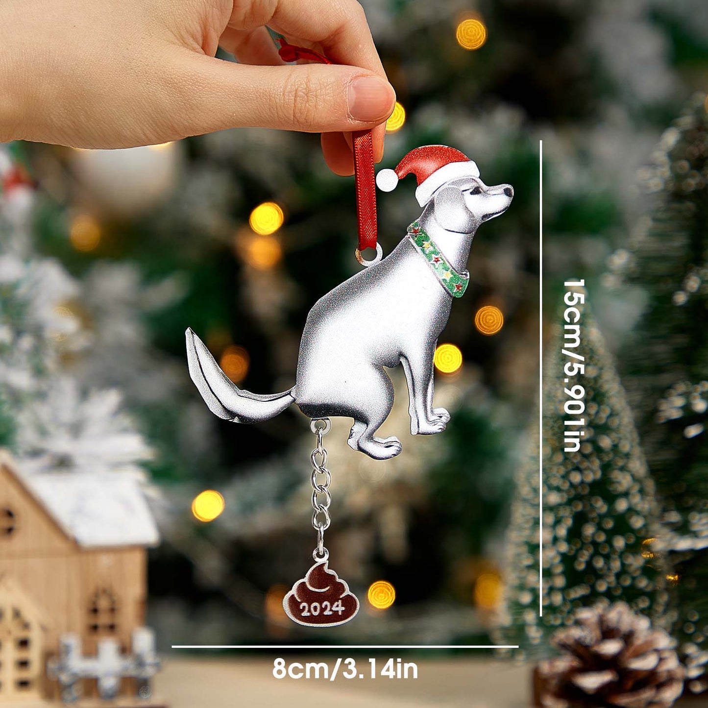 Personalized Funny Pooping Dog Ornament for Christmas Tree Decoration Gifts for Family Friends