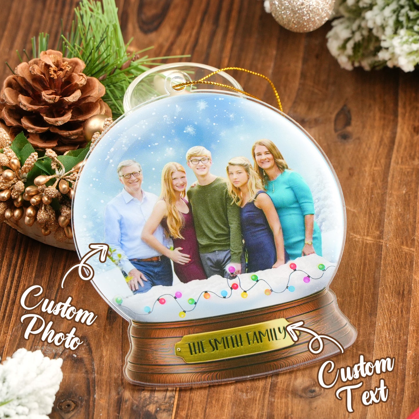 Custom Photo Text Acrylic Crystal Ball Shaped Ornament – Perfect Christmas Gift