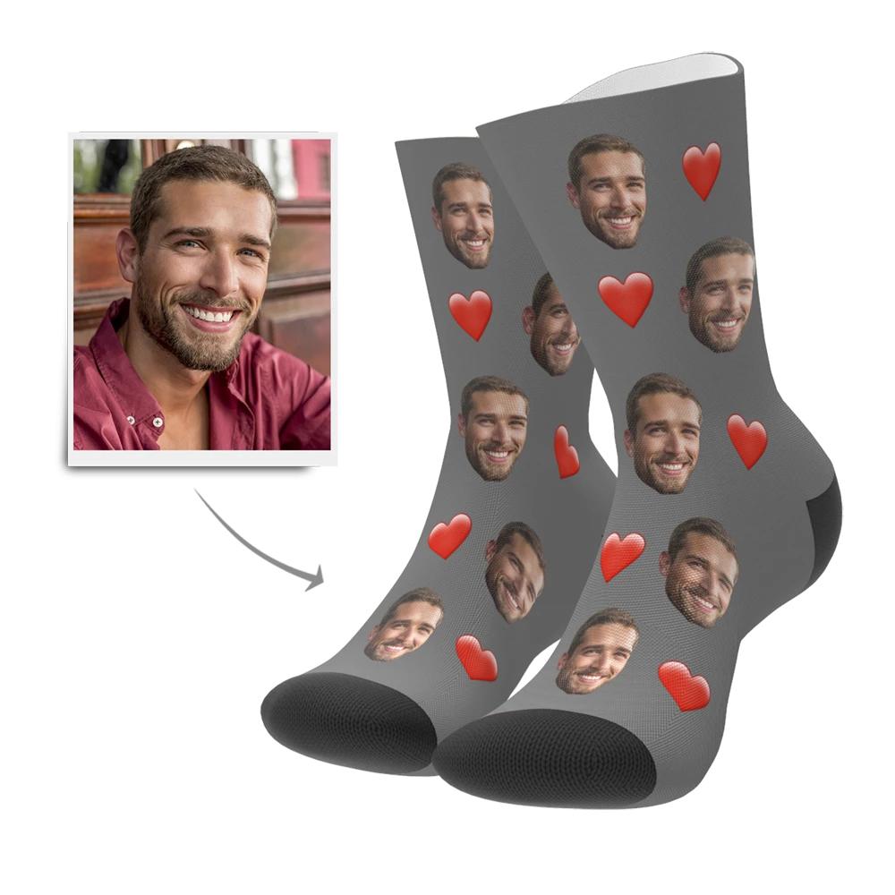 Custom Face Socks With Heart For Men and Women