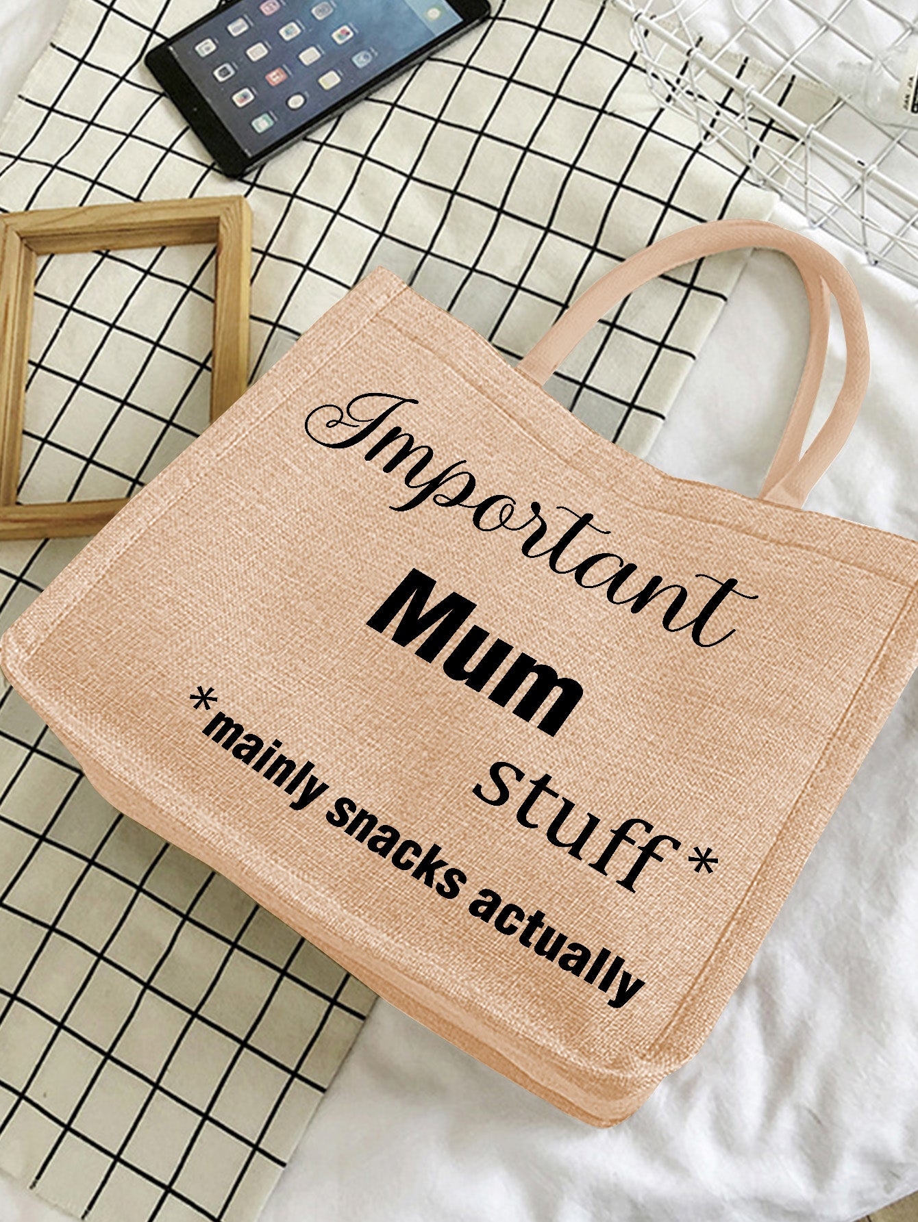 Custom Engraved Jute Tote Bag - Perfect Mother's Day & Thanksgiving Gift