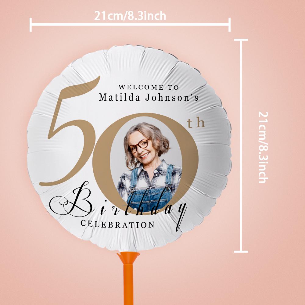 Custom 50th Birthday Balloons with Photo for Birthday Party Decoration