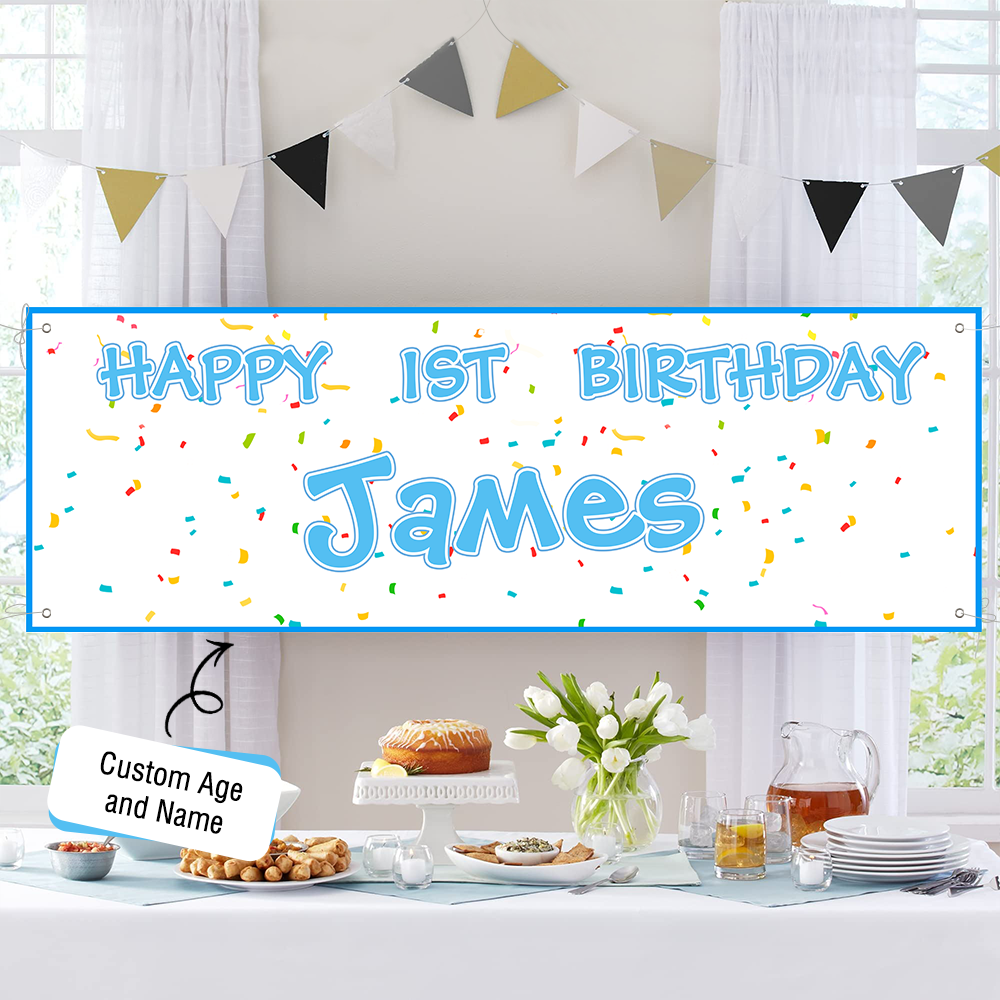 Custom Name Birthday Banner Party Backdrop Decorations