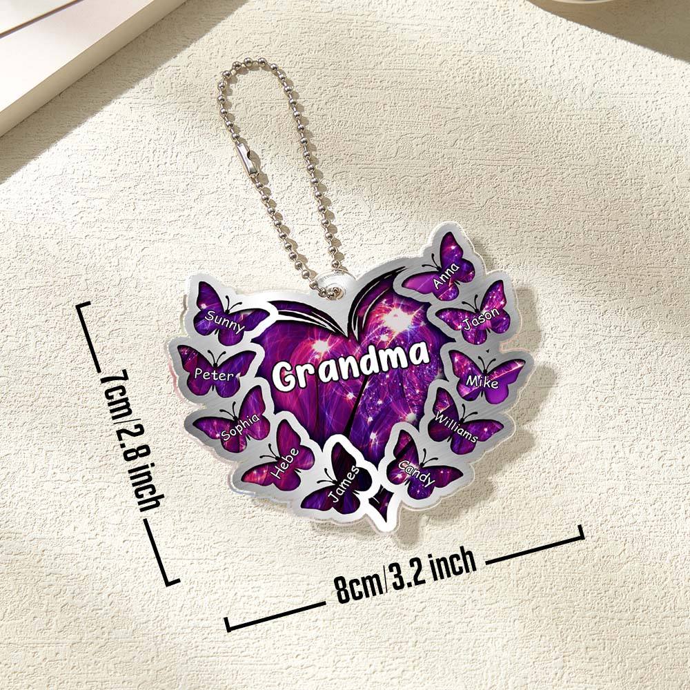 Personalized Heart Butterfly Ornament with Family Name Car Ornaments Rearview Mirror Decoration Gifts