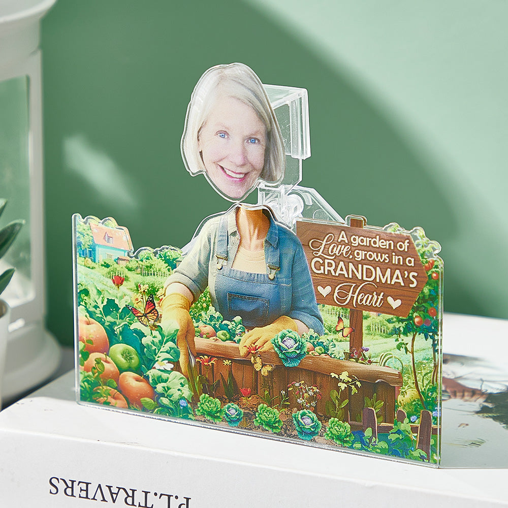 Personalized Face Grandma's Garden Shaking Head Standee Gift for Grandma