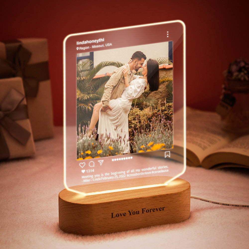 Custom Instagram Night Light with Engraving Base - 14*20CM