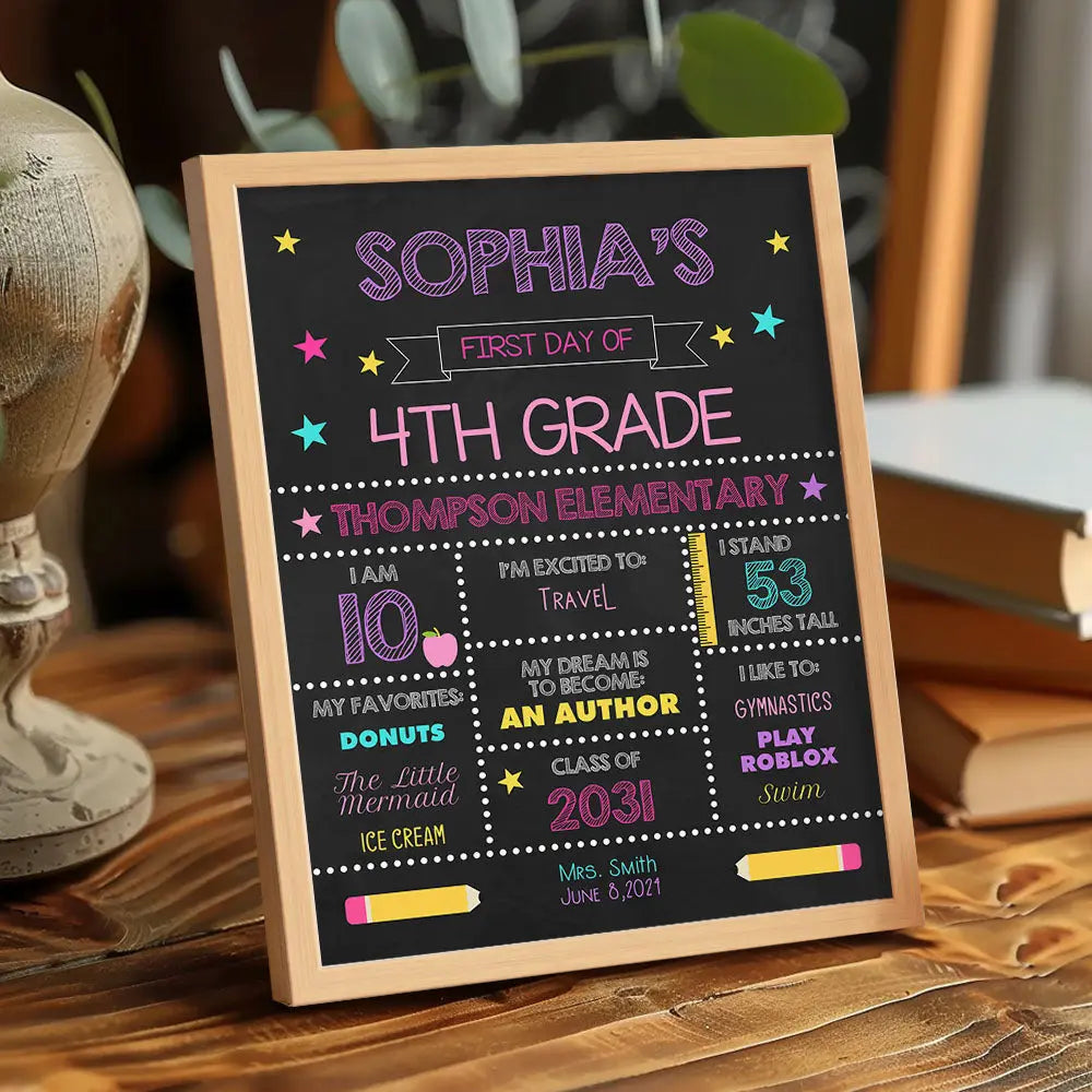 Personalized Back to School Sign First Day of School Sign Gift