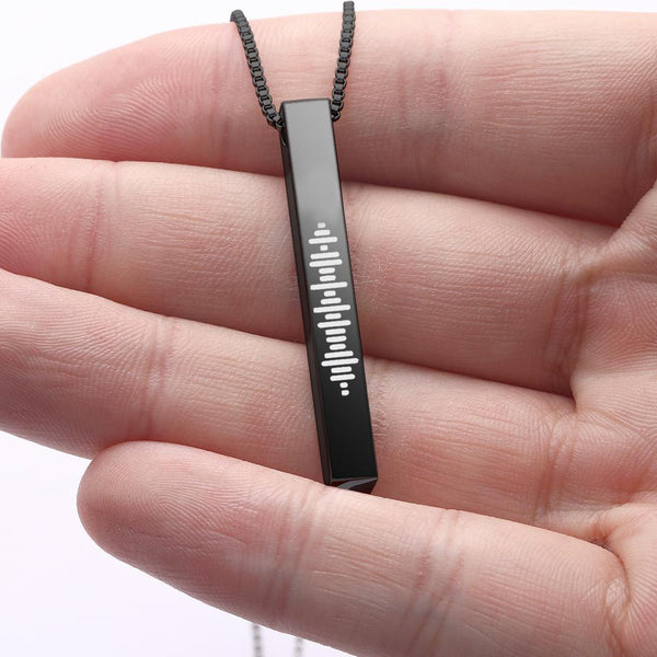 Custom Engraved Stainless Steel Scannable Music 3D Vertical Bar Necklace