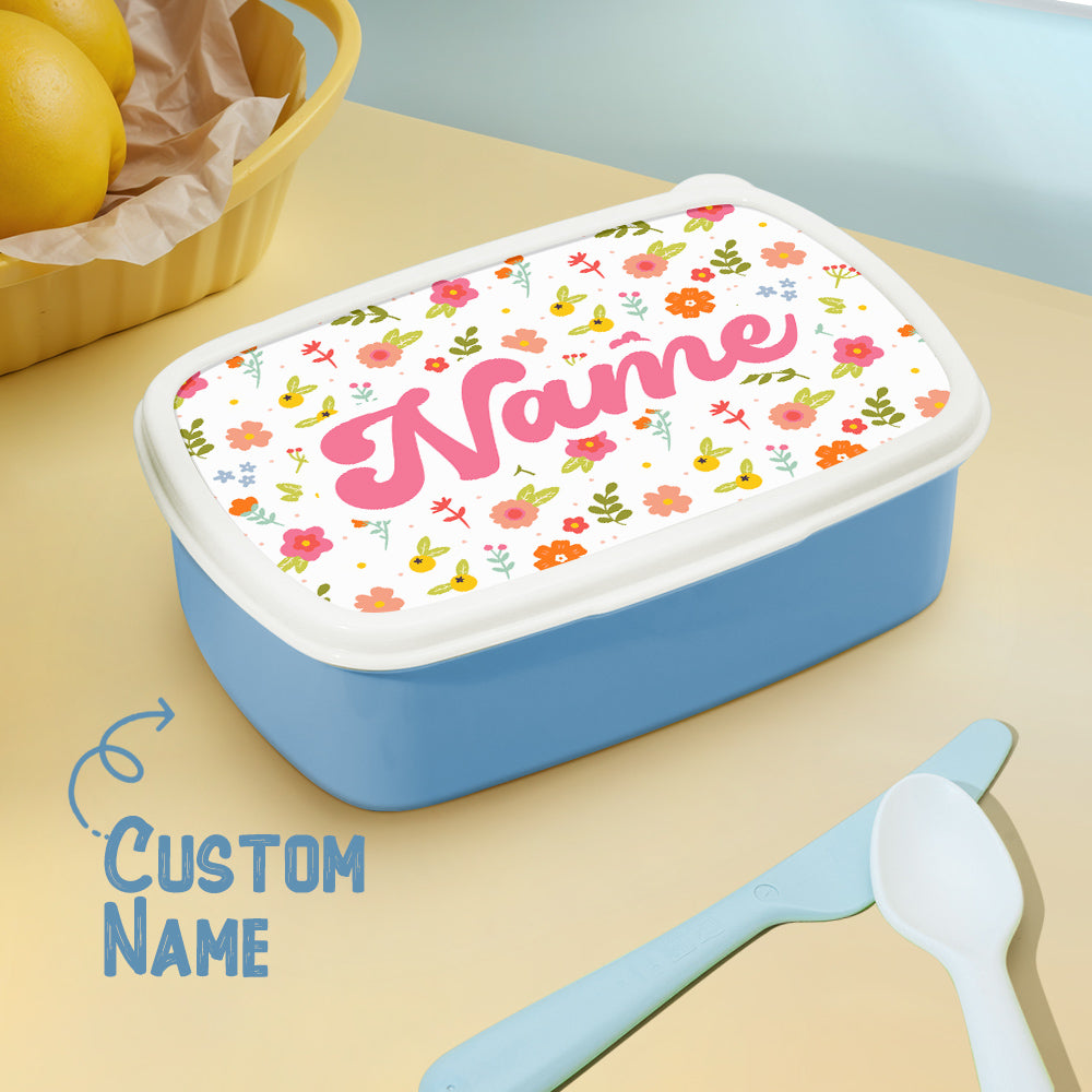 Personalized Cute Lunch Box with Name Colourful Flowers Lunch Box Birthday Gift for Kids