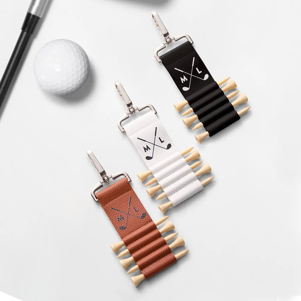 Personalized Initial Golf Bag Tag Tee Holder with 5 Tees Golf Accessory Gift for Golf Lover