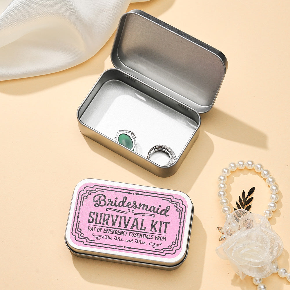 Personalized Survival Kit Box Tin with Text Wedding Party Favor Gift for Bridesmaids